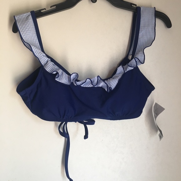 Lauren James Navy Blue Gingham Bikini Top - Picture 2 of 7